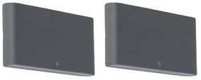 Sada 2 vonkajších nástenných svietidiel tmavosivá 17,5 cm vrátane LED - Batt
