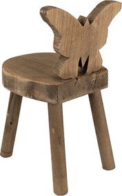 Hnedý dekoračný kvetinový drevený stolík s motýľom - 18*19*34 cm