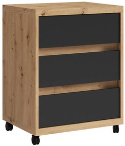 Skrinka na kolieskach Iga Dub Artisan / čierna Mat