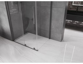 Mexen Velar, sprchový kút s posuvnými dverami 110(dvere) x 80(stena) cm, 8mm číre sklo, grafitová matná, 871-110-080-01-66