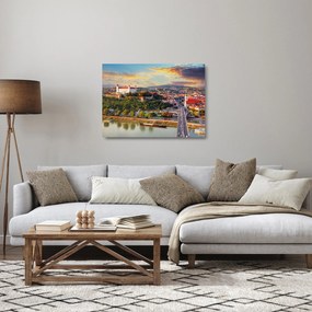 Sklenený obraz - Panorama Bratislavy, Slovensko (70x50 cm)
