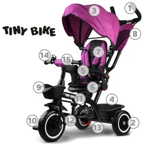 Trojkolka Tiny Bike 3 v 1 s baldachýnom SP0650 - ružová