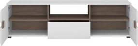 Široká TV skrinka Linate, biely lesk/dub