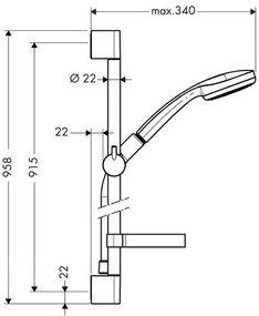 Hansgrohe Croma 100, sprchová súprava Mona, 1 prúd, chrómová, HAN-27724000