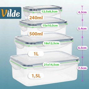 VILDE Sada 4 kuchynských tesniacich dóz, krabičky na jedlo LOCK&LOCK