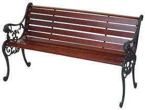 Záhradná lavica F98 2-miestna - liatina / drevo, 125 cm - Hnedá