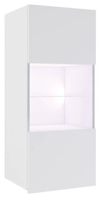 Závesná vitrína Bralani BR05, Farby: biela / biely lesk, Osvetlenie: osvetlenie LED biele