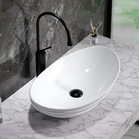 BPS-koupelny Keramické umývadlo na dosku HYD-LI-WH-LN-625 62x36 cm, biele lesk