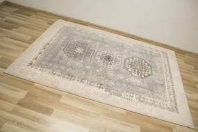 Koberec Dywilan Moon Torino Silver kosoštvorce / ornamenty, sivý / modrý
