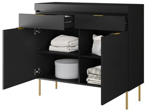 Komoda Sentia 105 cm s 2 zásuvkami - čierna / zlatá