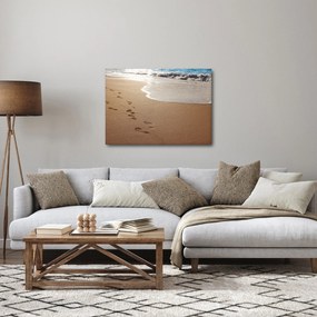 Obraz - stopy v piesku a more (70x50 cm)