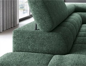 Zelená rozkladacia/s úložným priestorom rohová pohovka z textílie buklé (ľavý roh/do L) Ferucce – ELTAP