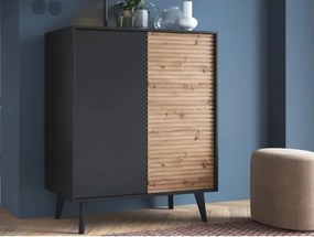 Vysoká skrinka Willow, čierna/dub artisan%