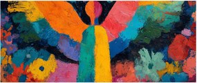 Obraz - Abstraktný anjel s kvetmi (120x50 cm)