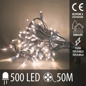 Vianočná led svetelná reťaz vonkajšia flash - 500led - 50m teplá biela+teplá biela