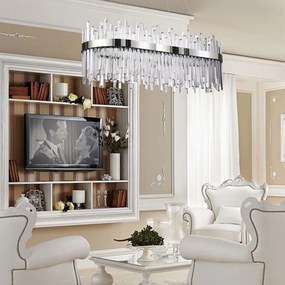 Toolight Toolight, LED krištáľové svietidlo 80x35 cm, 62W, APP1514-CP80, chrómová, OSW-03262