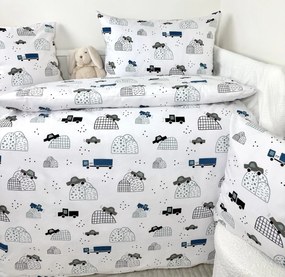 INTERMEDIC SK Detské obliečky do postieľky Modré Autá 90x130/45x65 cm – 100 % bavlna, zips