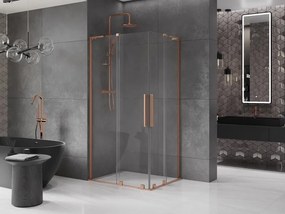 Mexen Velar L Duo, sprchový kút s posuvnými dverami 100 x 90 cm, 8mm číre sklo, medená matná, 871-100-090-02-03-65