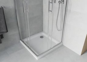 Mexen Rio štvorcová sprchová kabína 80 x 80 cm, transparentná, chróm + vanička Flat, biela - 860-080-080-01-00-4010