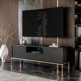 TV stolík CORA čierna matná + zlatá podnož