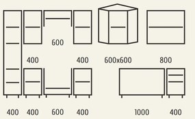 Rohová kuchynská linka MDF RIZAM, biela