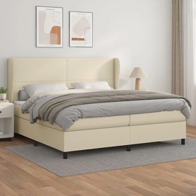 Boxspring posteľ s matracom krémová 200x200 cm umelá koža 3128933