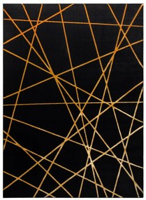 Dywany Łuszczów, Kusový koberec Gloss 406C 86 geometric black/gold, 140x190, čierna, chodba / predsieň