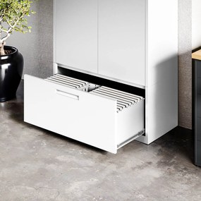 Modulárna kovová multifunkčná skriňa s vysokou zásuvkou biela MEGAN 1950 x 900 x 400 mm