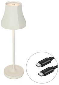 Retro stolná lampa nabíjateľná IP44 smotanová - Granny