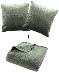 Zelená zamatová súprava prikrývky a obliečky na vankúš 220x240 cm Solange – douceur d'intérieur