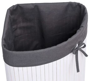 Rohový kôš na bielizeň 60 l bambusový biely / sivý