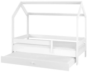 Detská domčeková posteľ s prístelkou LITTLE HOUSE - biela - 180x80 cm