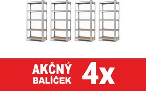 Akcia 4x Regál 200x120x40 cm pozinkovaný 5-policový, nosnosť 875 kg - 4ks