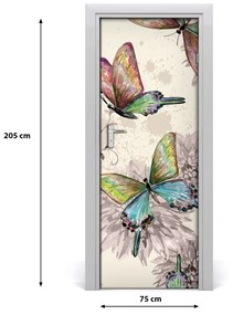 Samolepiace fototapety na dvere farební motýle 75x205 cm
