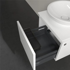 VILLEROY &amp; BOCH Legato závesná skrinka pod umývadlo na dosku (umývadlo v strede), 1 zásuvka, 450 x 500 x 380 mm, White Matt, B56500MS
