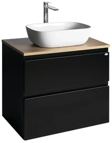 Aqualine Aqualine, ALTAIR skrinka s doskou 68 cm, čierna mat/dub emporio, AI670-01