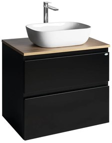 Aqualine Aqualine, ALTAIR skrinka s doskou 68 cm, čierna mat/dub emporio, AI670-01