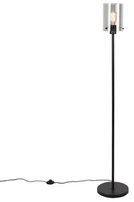 Dizajnová stojaca lampa čierna s dymovým sklom - Dome