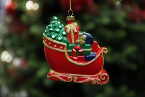 Klasik závesná vianočná ozdoba sane 9cm