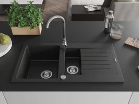 Mexen Matias - drez granitový 90,0x50,5cm, 1,5-komorový, čierna, 6502901505-77