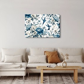 Obraz - Kolibríky s kvetmi (90x60 cm)