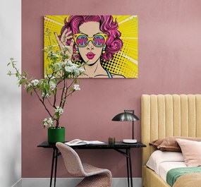Obraz žena s ružovými vlasmi - 90x60
