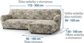 Bielastické poťahy MARMO béžové sedačka s otomanom vpravo (š. 170 - 300 cm)
