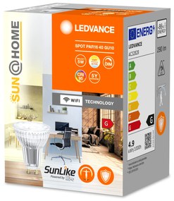 LEDVANCE Smart múdra žiarovka SUN@HOME, GU10, 4,9 W, 268lm, biela