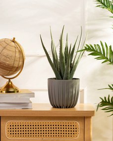 PLASTOVÝ KVETINÁČ STRIPPED 18X15,5 CM SIVÁ