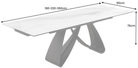 Rozťahovací keramický stôl Bayarmaa 180-220-260 cm biely