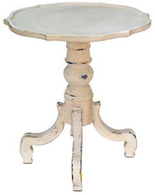 Krémový antik drevený odkladací stolík Frances - Ø 65*73 cm