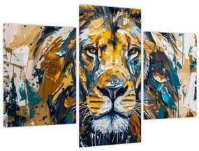 Obraz - Abstraktná olejomaľba s levom (90x60 cm)