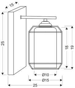 Candellux Čierne nástenné svietidlo Jonera pre žiarovku E27 21-08411