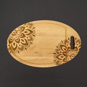 AMADEA Drevená servírovacia doska - podnos oválne mandala, masívne drevo, 38 cm